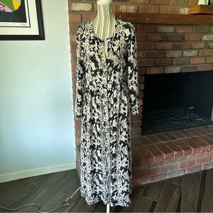 Rungolee Carmina Silk Maxi Dress Tan Black Sz S